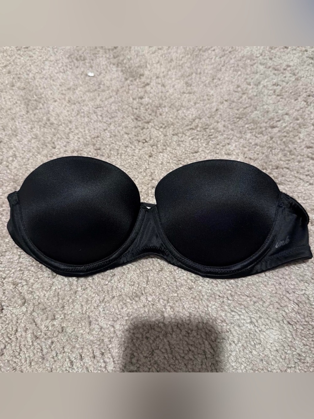 Strapless PINK Black bra 32a, no straps